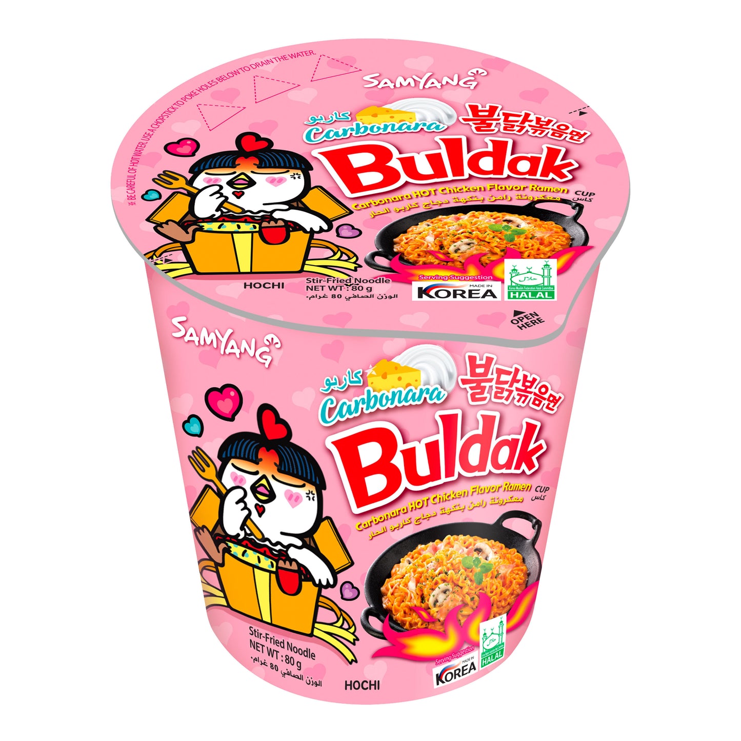 SAMYANG-BULDAK- CARBONARA HOT CHICKEN FLAVOUR RAMEN- NOUILLES SAUTÉES INSTANTANÉES COUPE 80G