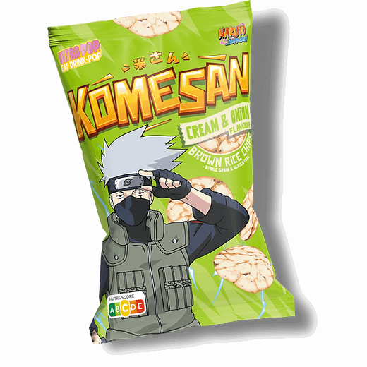 Chips Riz Brun Komesan Kakashi Saveur Creme Onion 60g Naruto GATSU GATSU