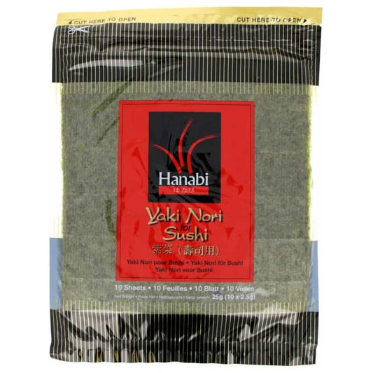 HANABI Feuilles d'algue nori pour sushi x10 25g GATSU GATSU